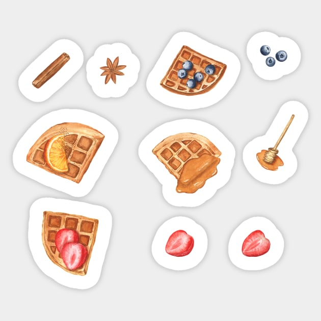 Belgian waffles sticker pack Sticker by Flowersforbear